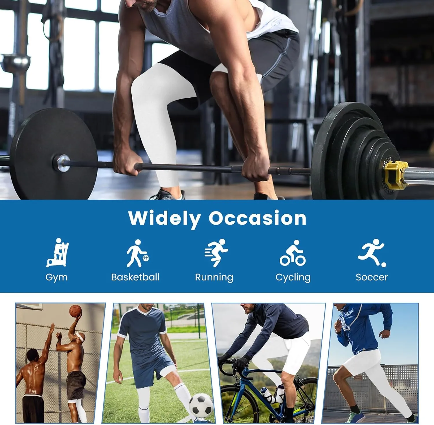 2 Pack Men's Compression Pants Single Leg Tight Sports Long Pants with Pockets for Basketball Base Layer Leggings