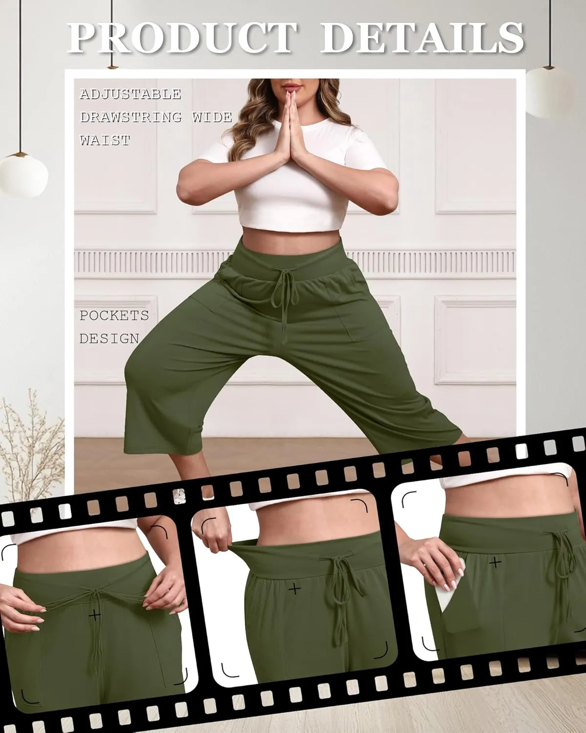3 Pack Women's Plus Size Capri Pants, Cotton Drawstring Capris Sweatpants Casual Summer Cropped Pants with Pockets