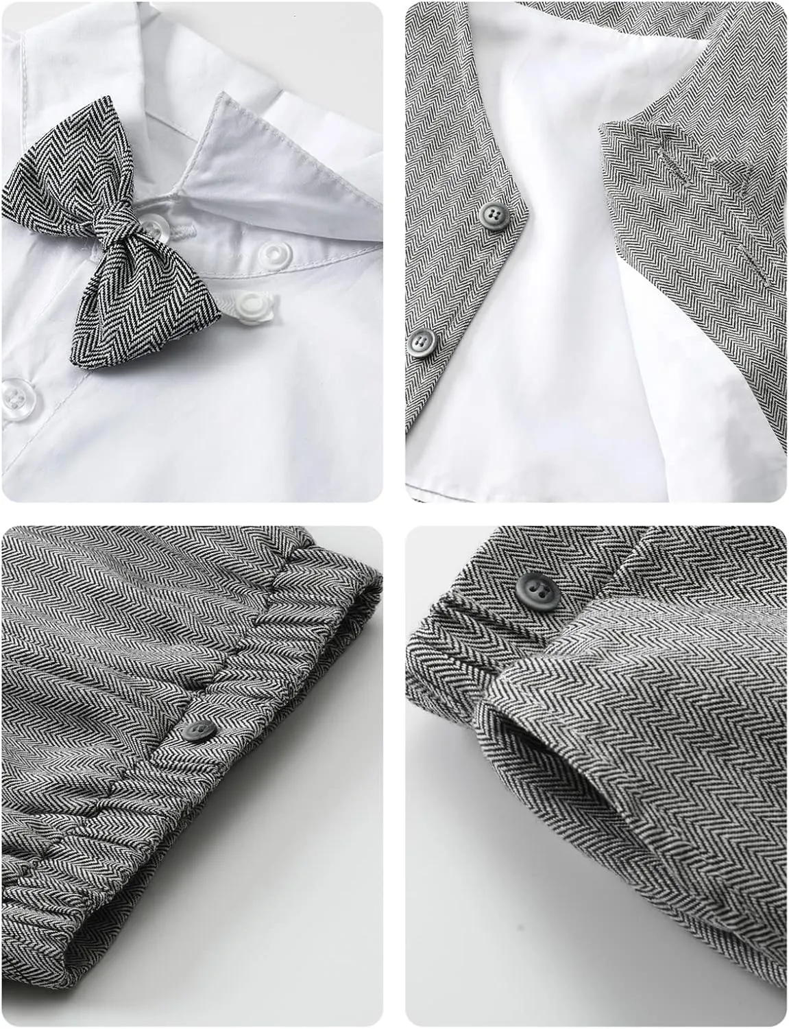 A&J DESIGN Toddler Boys Formal Clothes with Suspender Baby Wedding Outfit Kids Dress Suit Set