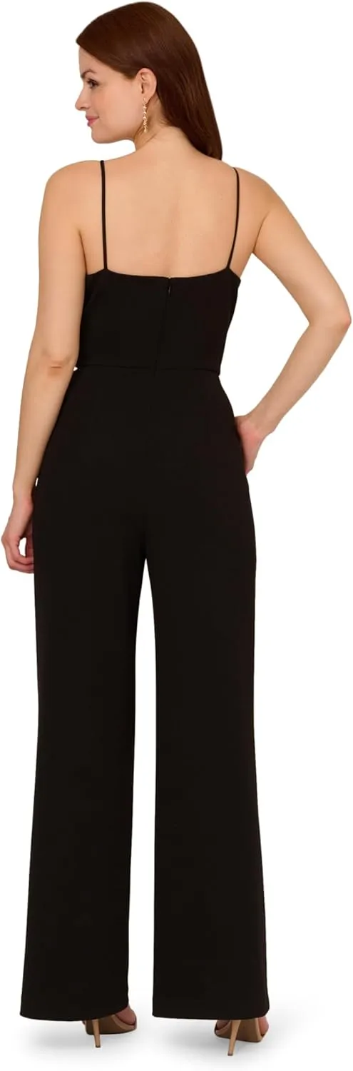 Adrianna Papell Womens Surplice Tie Front Jumpsuit