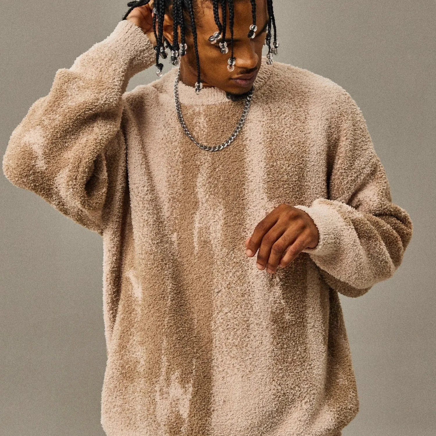Advbridge Ink Graffiti Collision Color Sweater Men Autumn Winterr Warm Thick Knitting Tops Hip Hop Loose Knitwear Y2K Pullover Streetwear