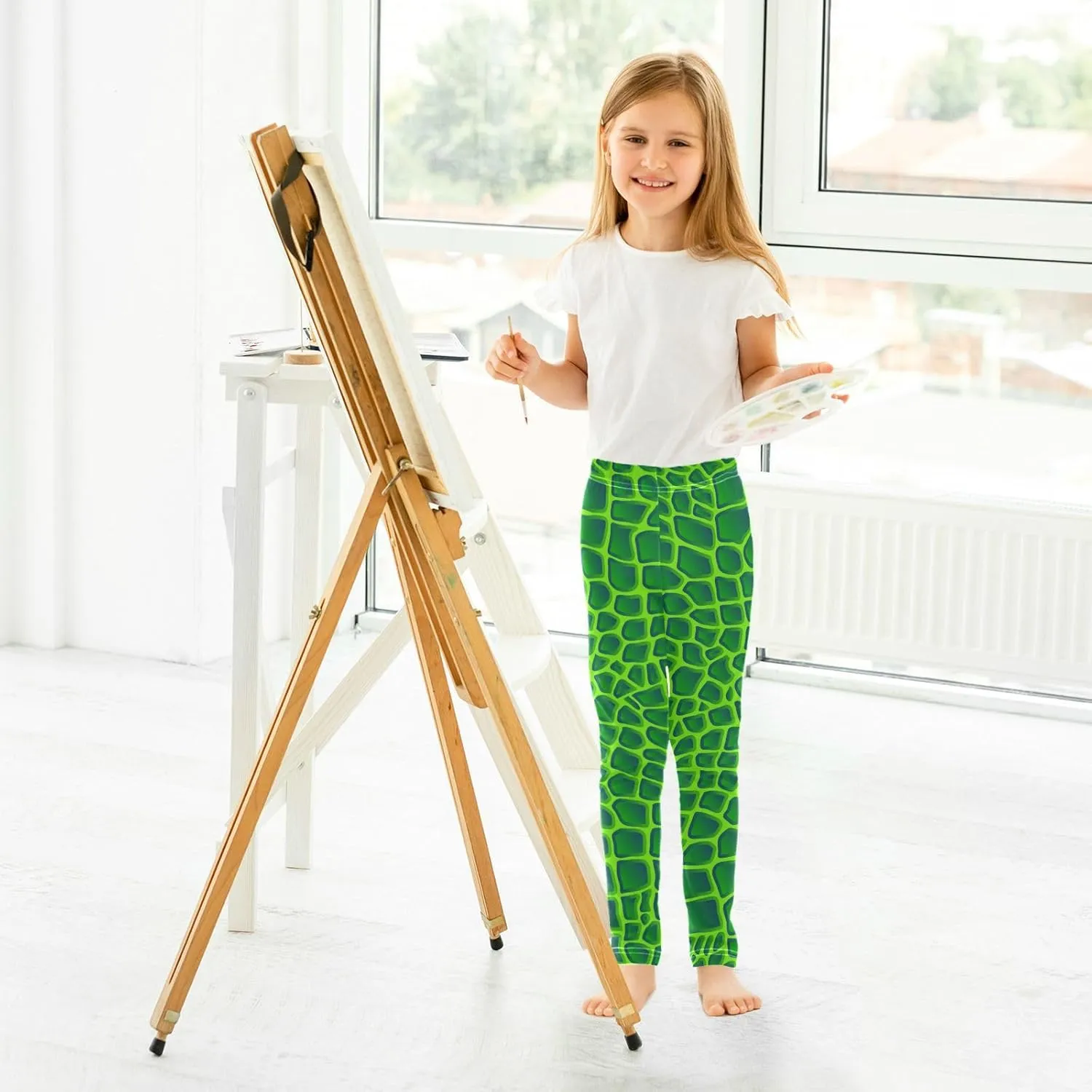 Aflyko Girls' Leggings Kids Workout Pants Dance Tights Ankle Length 4-10T