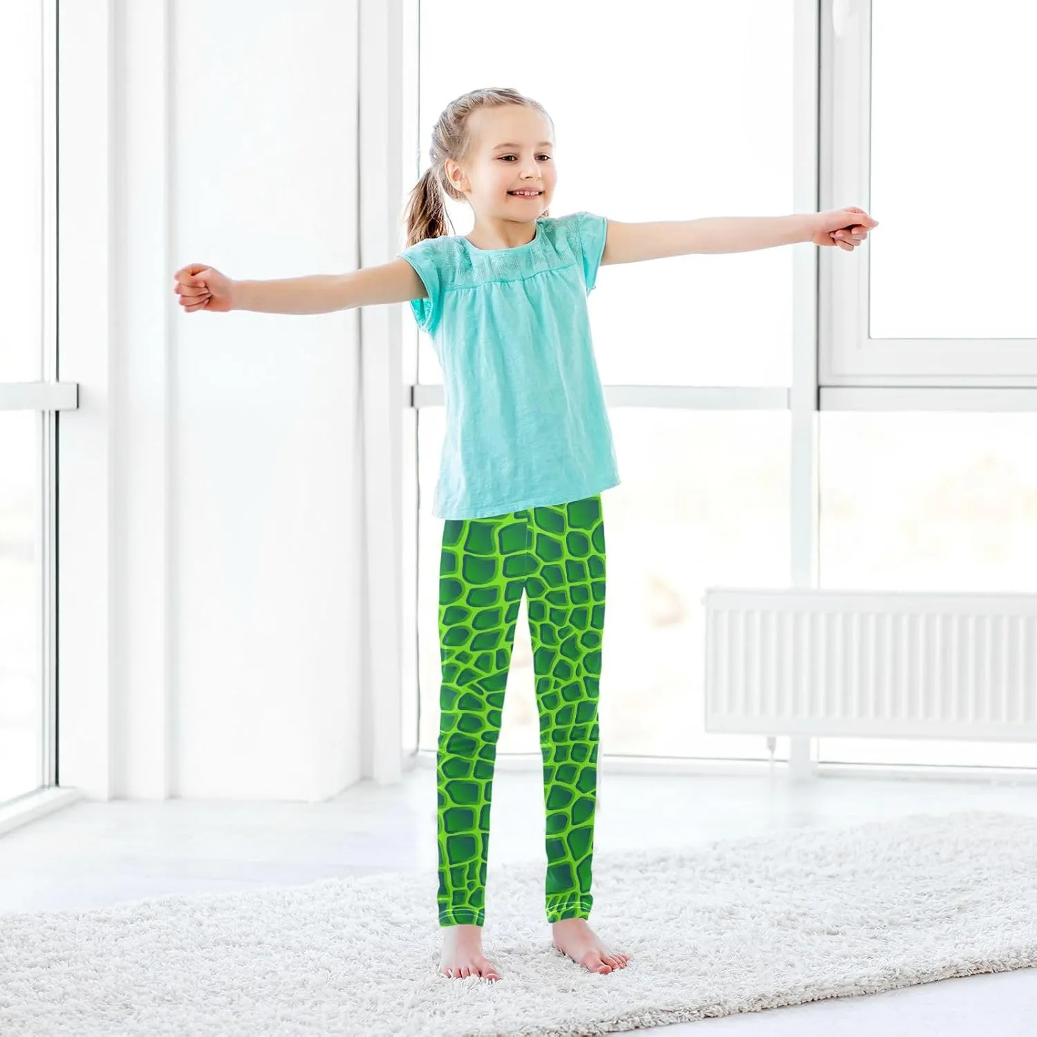 Aflyko Girls' Leggings Kids Workout Pants Dance Tights Ankle Length 4-10T