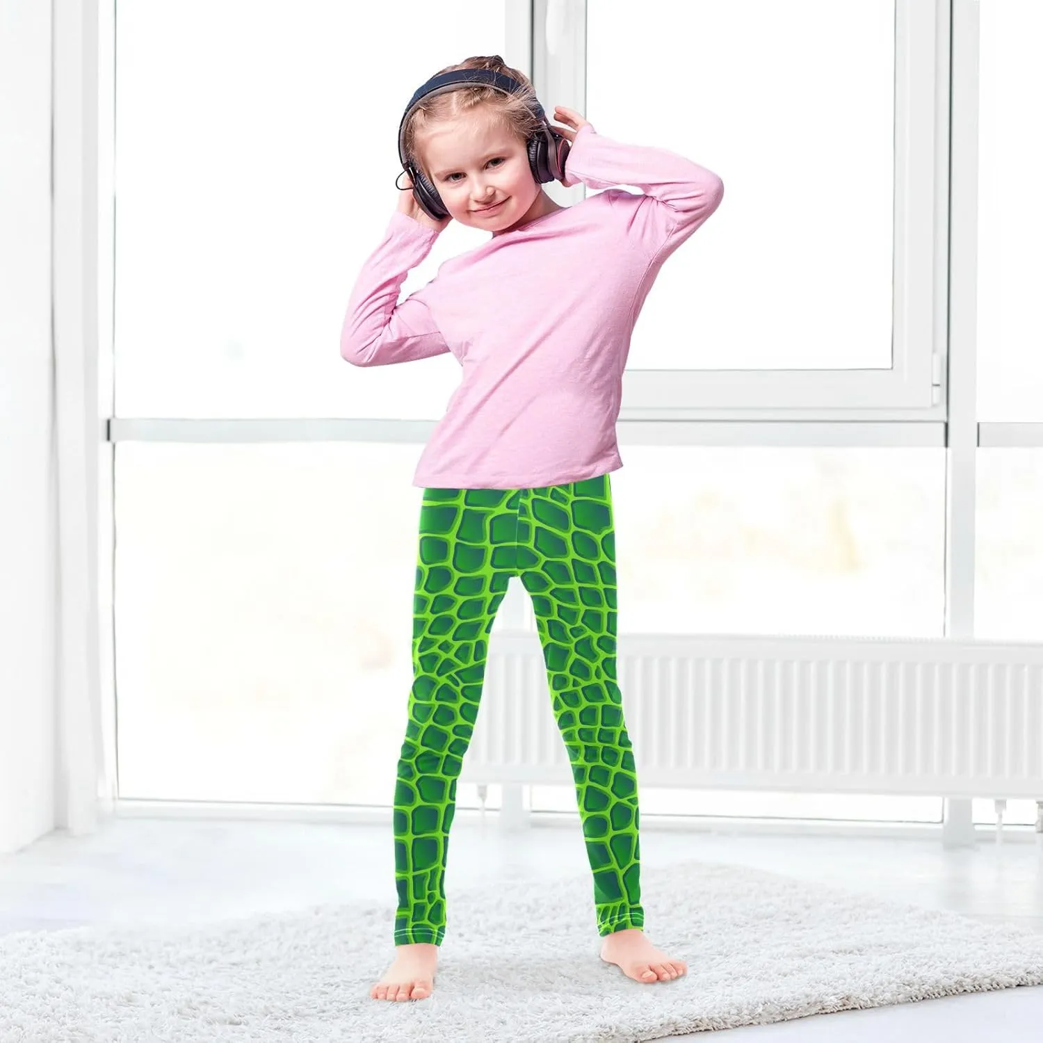 Aflyko Girls' Leggings Kids Workout Pants Dance Tights Ankle Length 4-10T