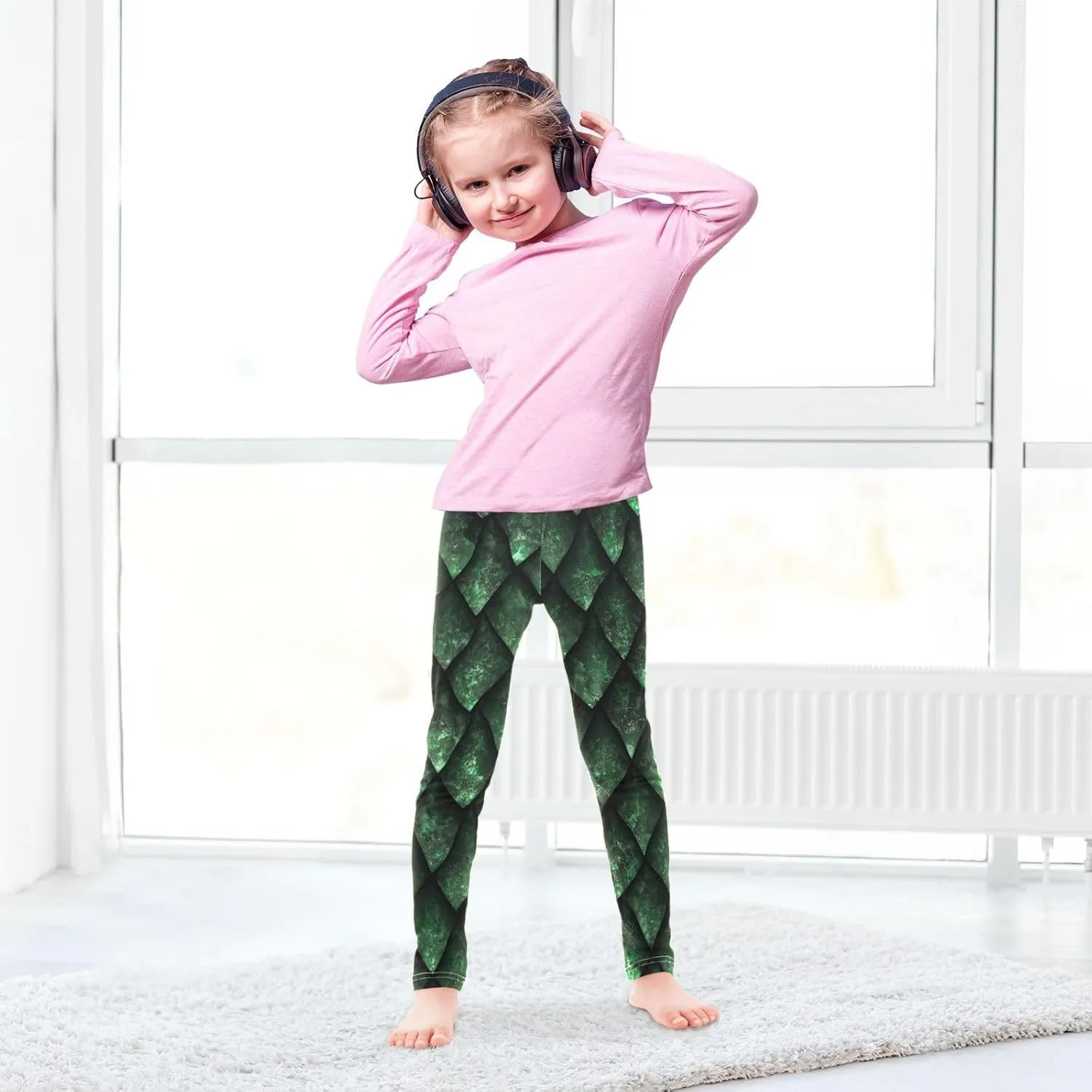 Aflyko Girls' Leggings Kids Workout Pants Dance Tights Ankle Length 4-10T