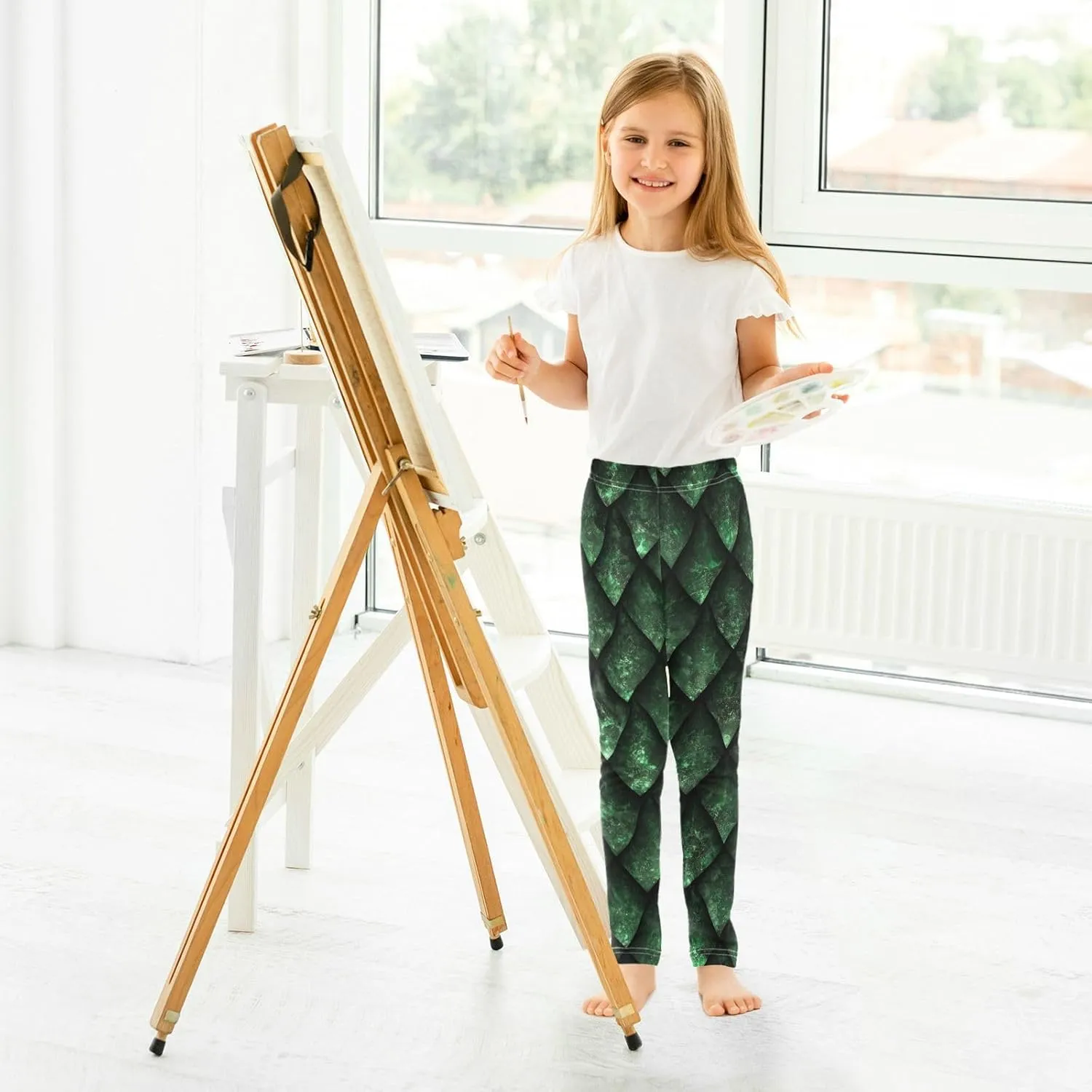 Aflyko Girls' Leggings Kids Workout Pants Dance Tights Ankle Length 4-10T