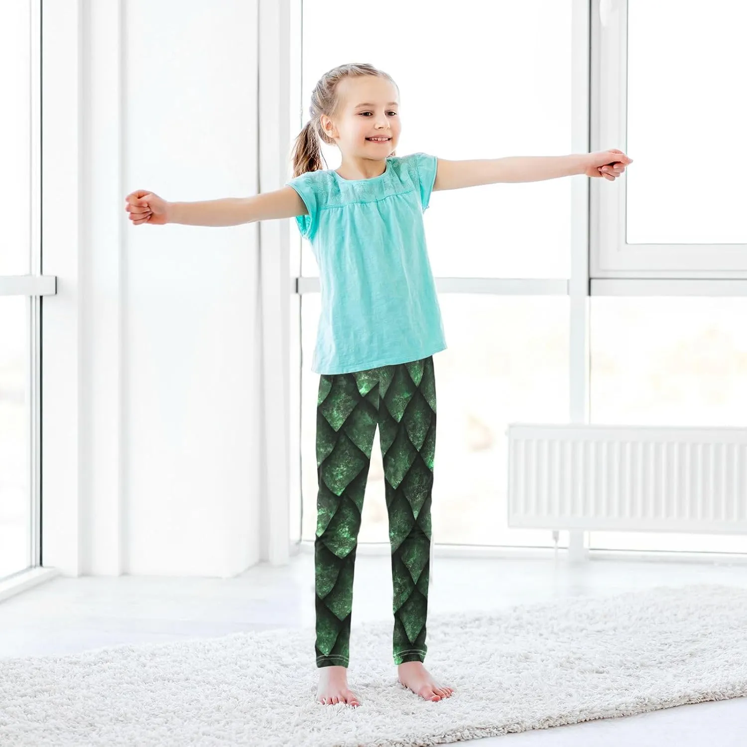 Aflyko Girls' Leggings Kids Workout Pants Dance Tights Ankle Length 4-10T