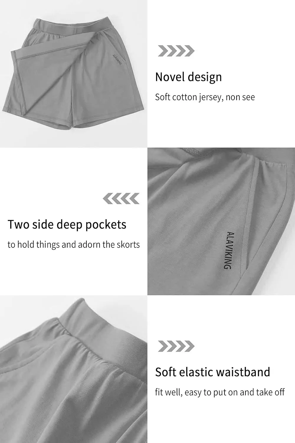 ALAVIKING Girls Athletic Skirt Cotton Active Tennis Skort Running Workout Skort Skirts Size 3-12 Years