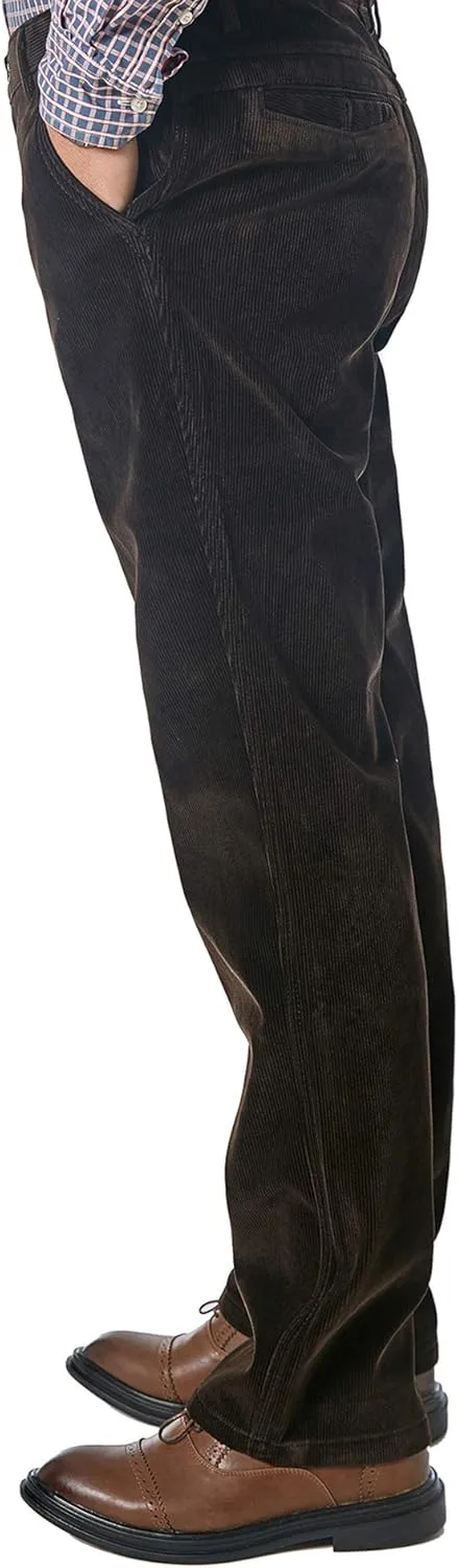 Alimens & Gentle Men's Corduroy Pant Straight Fit Flat-Front Casual Chino Pants