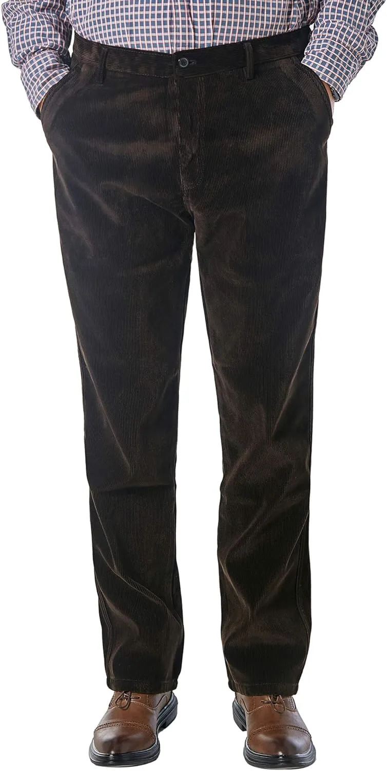 Alimens & Gentle Men's Corduroy Pant Straight Fit Flat-Front Casual Chino Pants