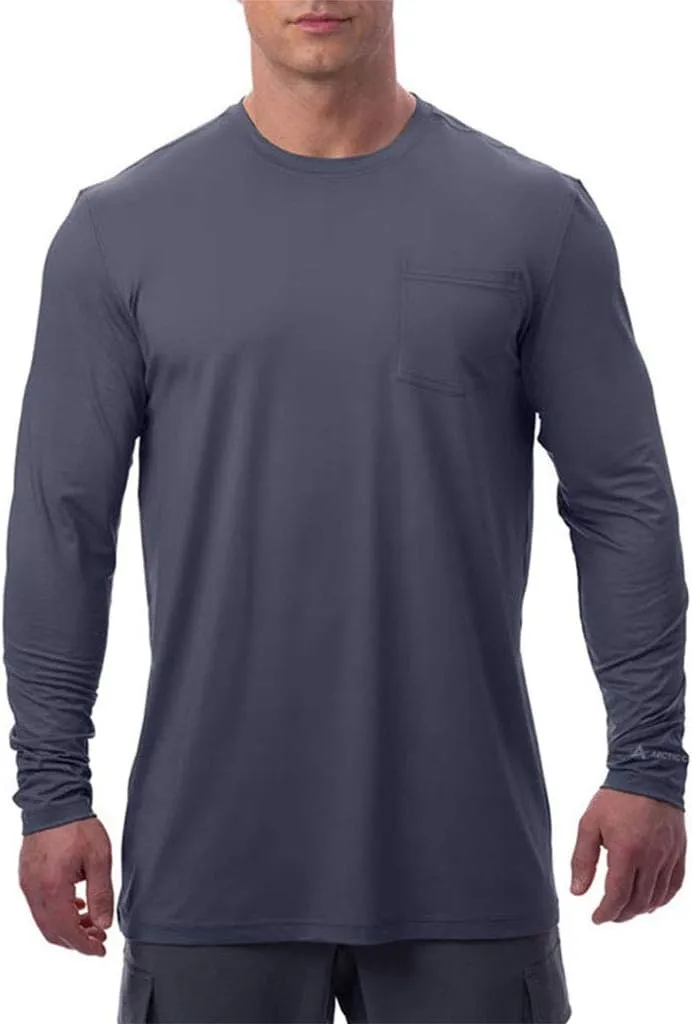 Arctic Cool Mens Crew Neck Instant Cooling Pocket Workwear Moisture Wicking Performance UPF 50  Long Sleeve Shirt