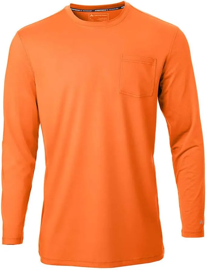 Arctic Cool Mens Crew Neck Instant Cooling Pocket Workwear Moisture Wicking Performance UPF 50  Long Sleeve Shirt