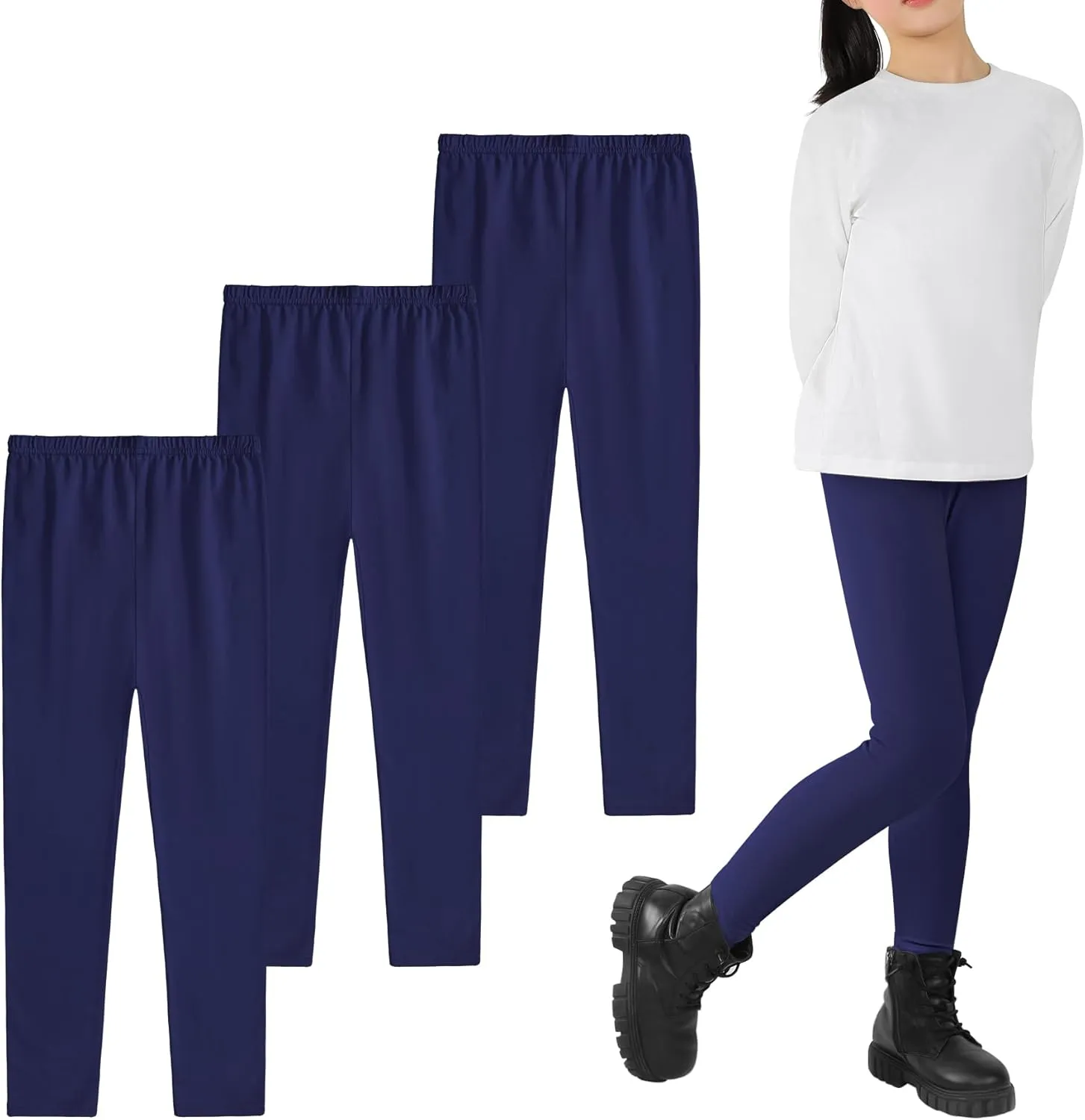 Auranso Toddler Girls Leggings Basic Full Length Cotton Tights Pants 2-14 Years