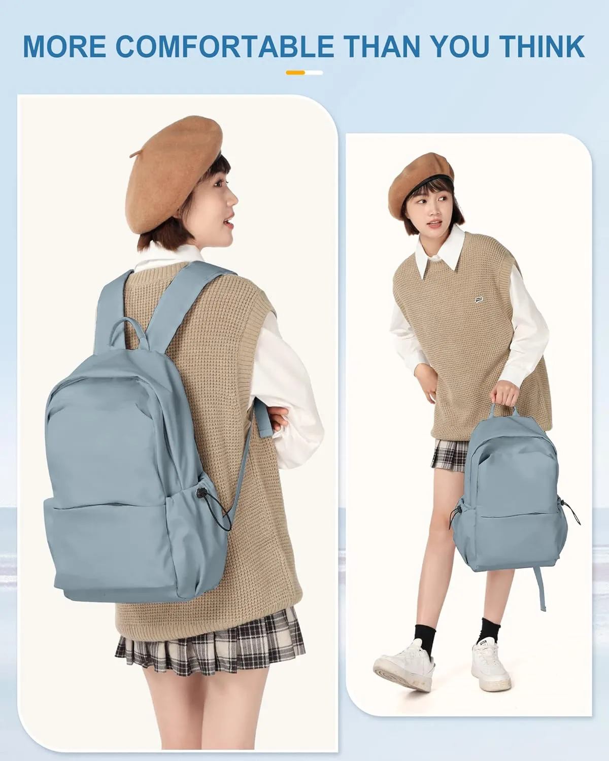 Backpack For Women Men School Aesthetic Lightweight College Backpack for Boys Girls Book Bag Casual Daypack Laptop Gym Backpacks Blue