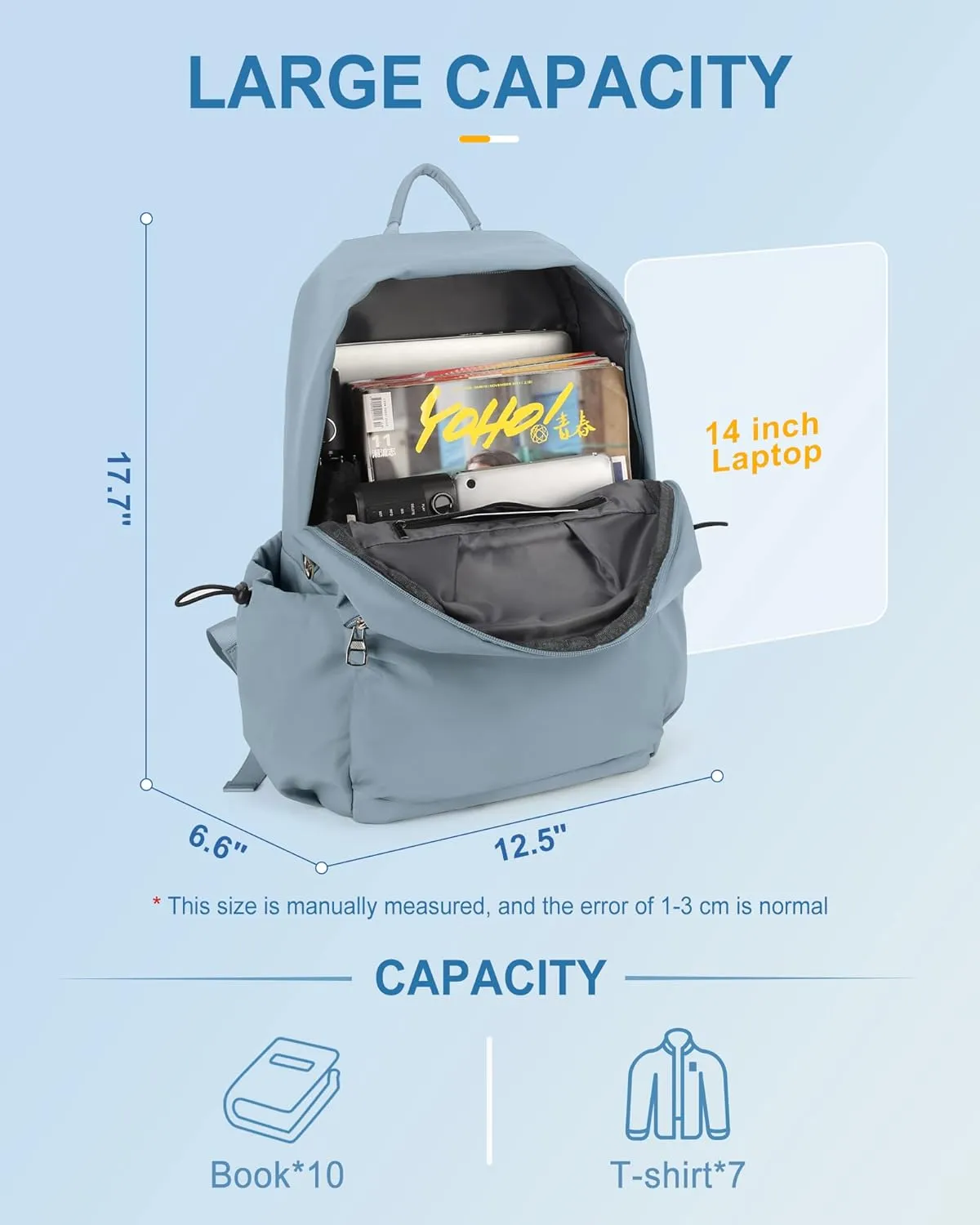 Backpack For Women Men School Aesthetic Lightweight College Backpack for Boys Girls Book Bag Casual Daypack Laptop Gym Backpacks Blue