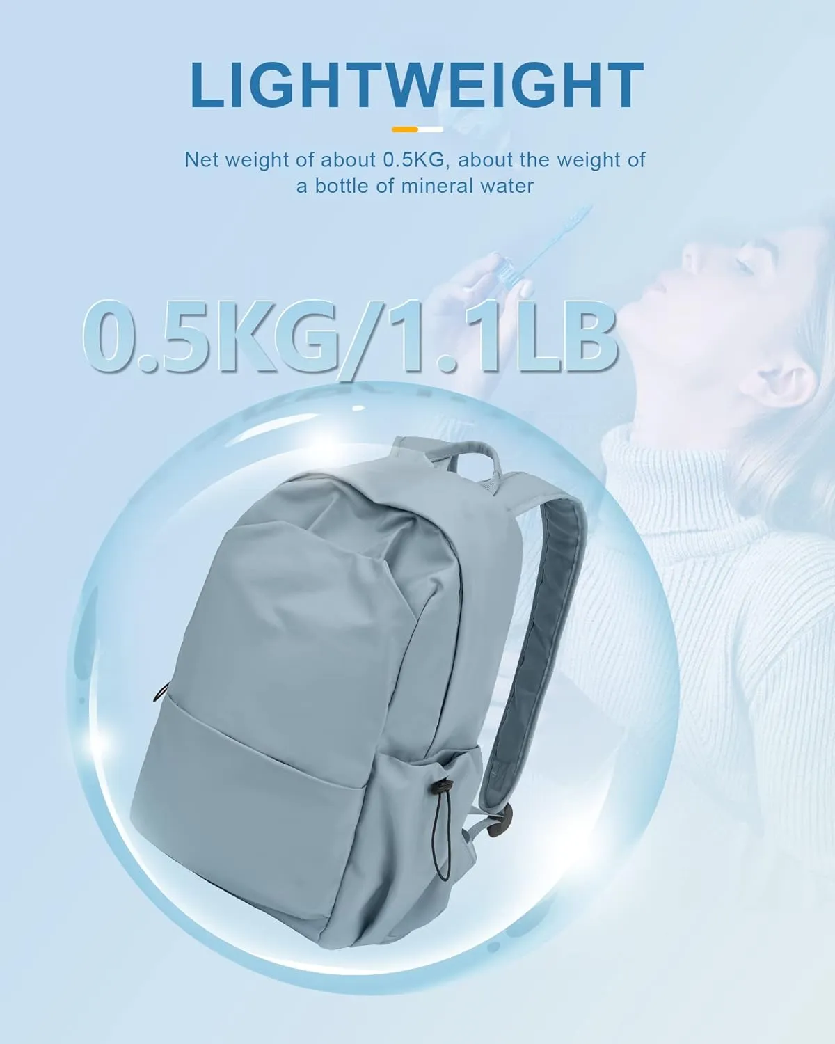 Backpack For Women Men School Aesthetic Lightweight College Backpack for Boys Girls Book Bag Casual Daypack Laptop Gym Backpacks Blue