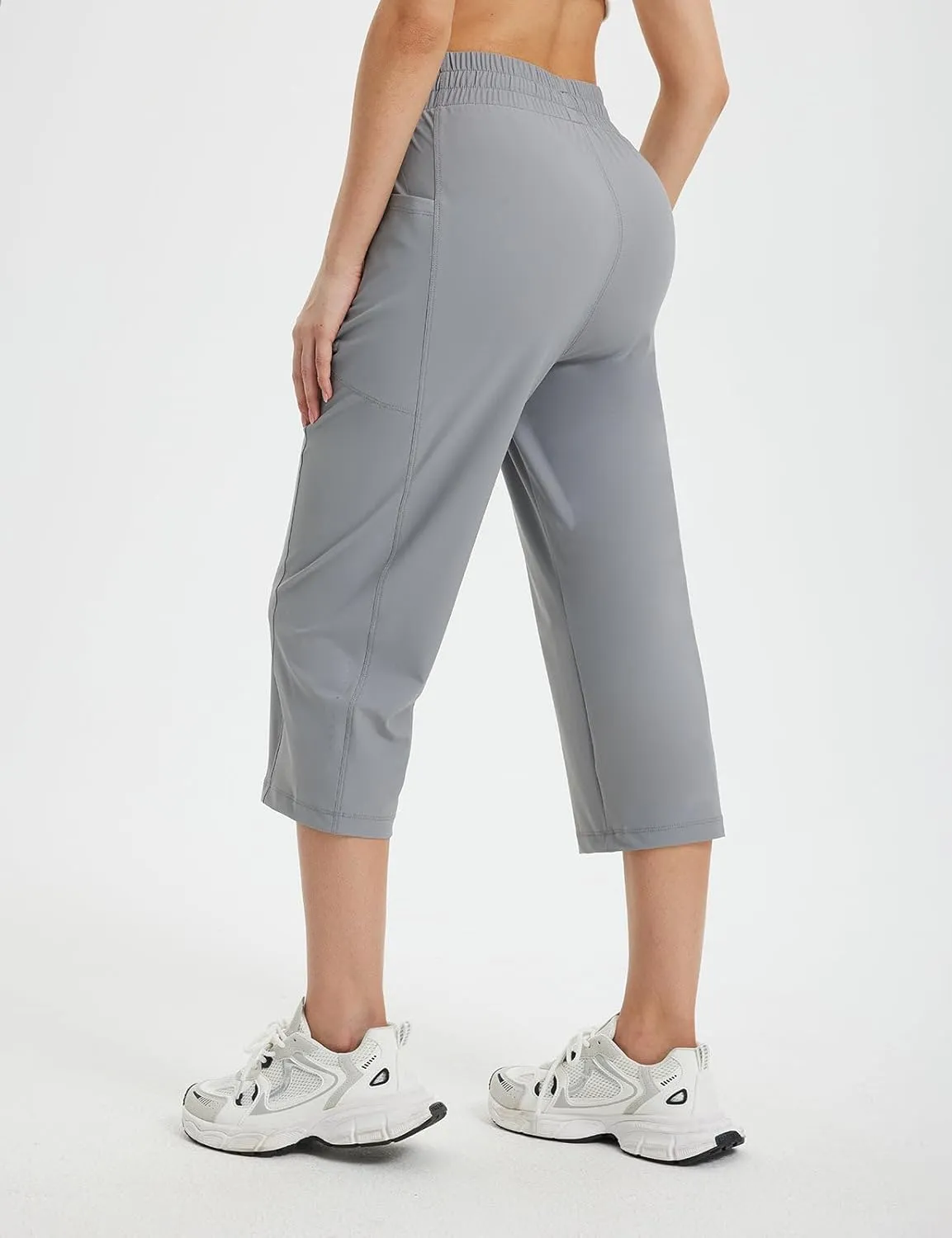 baleaf Women's Athletic Capri Pants Lightweight Quick Dry Stretch Zipper Pocket Travel Casual Outdoor UPF 50 