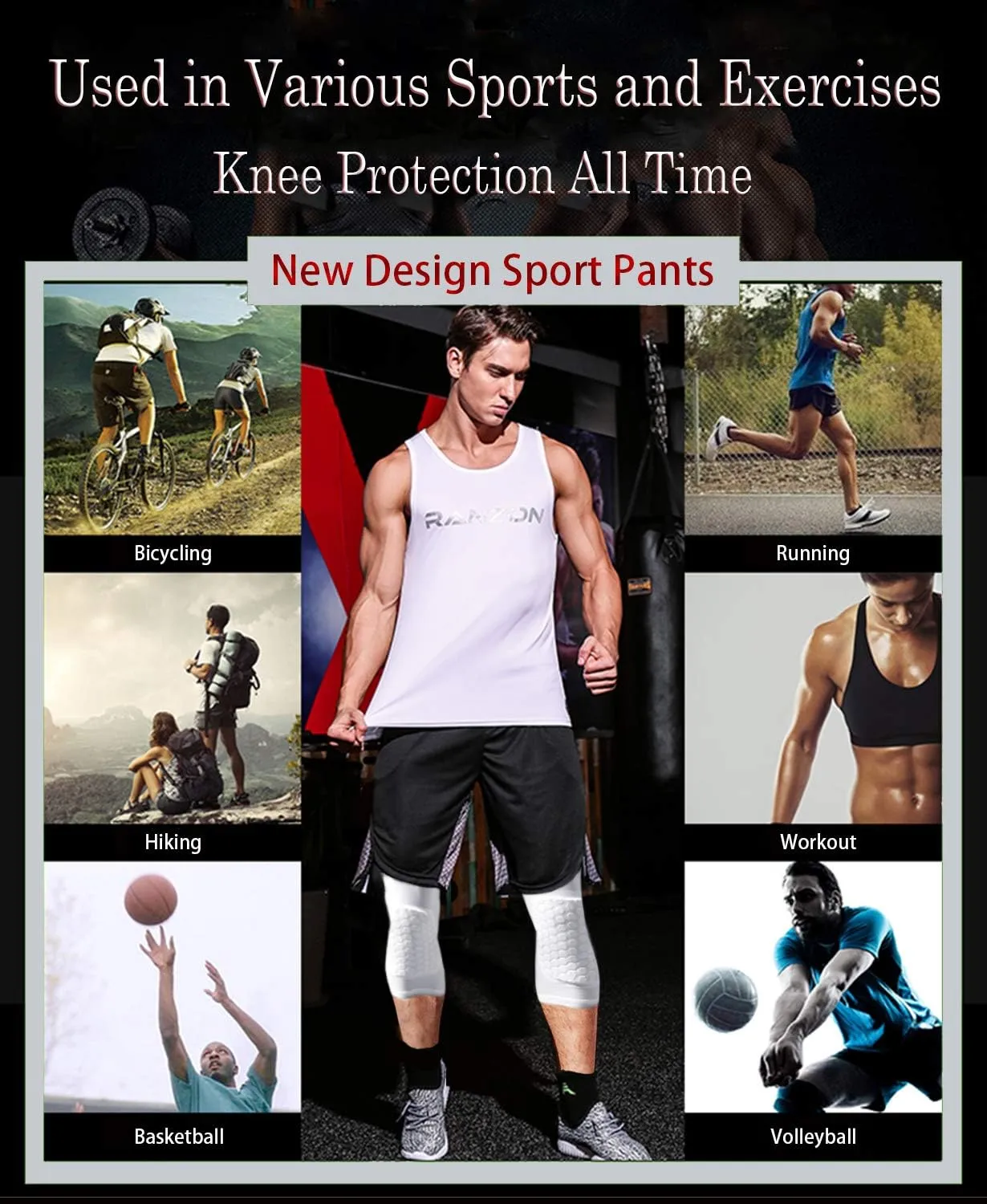Basketball Compression Pants with Pads, White 3/4 Capri Pants Padded, Basketball Tights Leggings