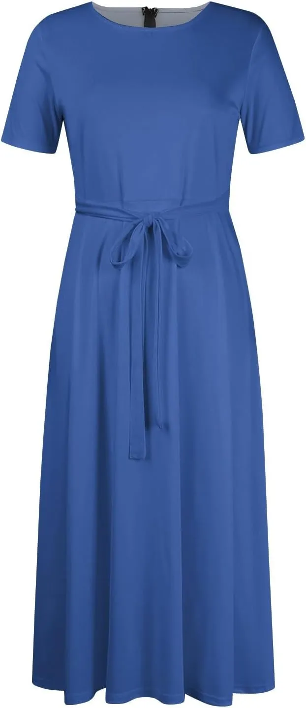 BAXLIMEK Plus Size Dresses for Curvy Women,2025 Spring Elegant Trendy Print Maxi Dress Crewneck Short Sleeve Boho Dress