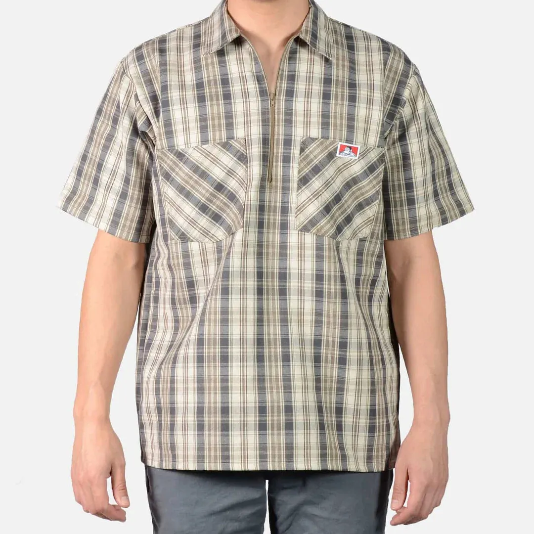 Ben Davis Short Sleeve 1/2 Zips -Plaid