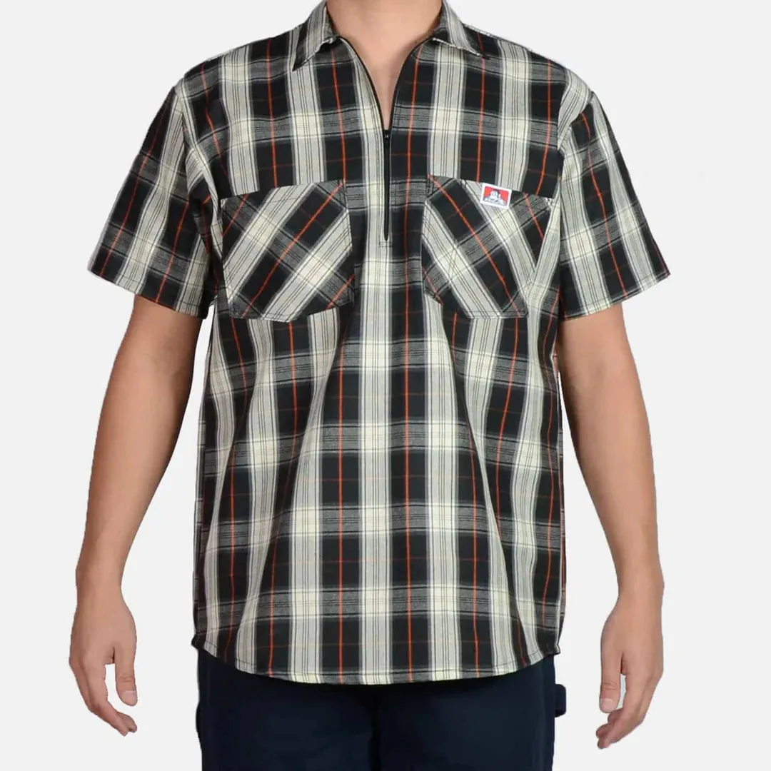 Ben Davis Short Sleeve 1/2 Zips -Plaid