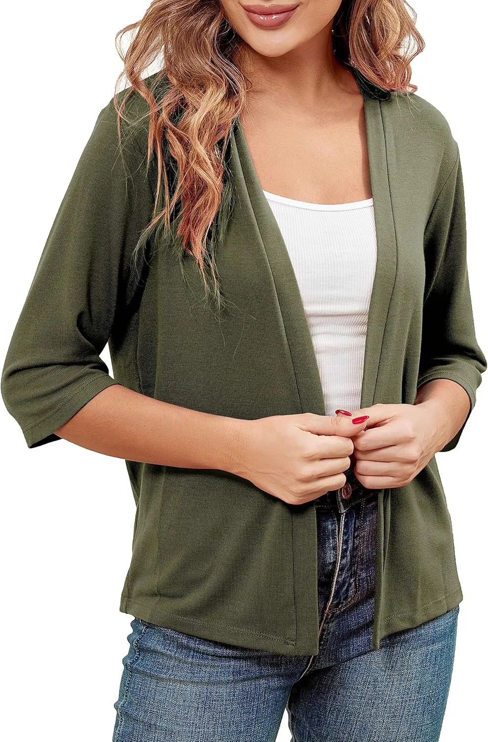 BENANCY Women 3/4 Sleeves Bolero Shrugs Open Front Lightweight Cardigan