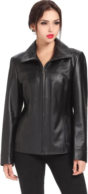 BGSD Women Kim Lambskin Leather Scuba Jacket (Also available in Plus Size & Petite)