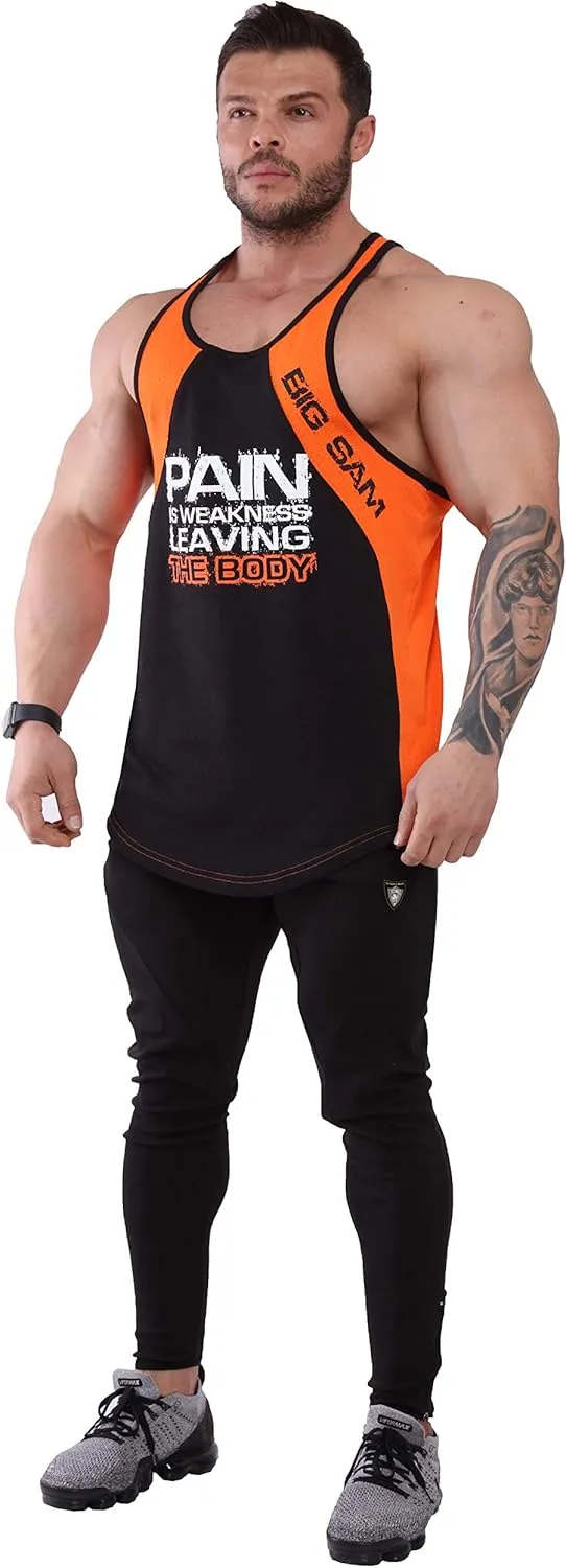BIG SAM SPORTSWEAR COMPANY Men's Gym Tank Top Bodybuilding, Fitness Workout Y-Back Sleeveless Muscle Cotton T-Shirt