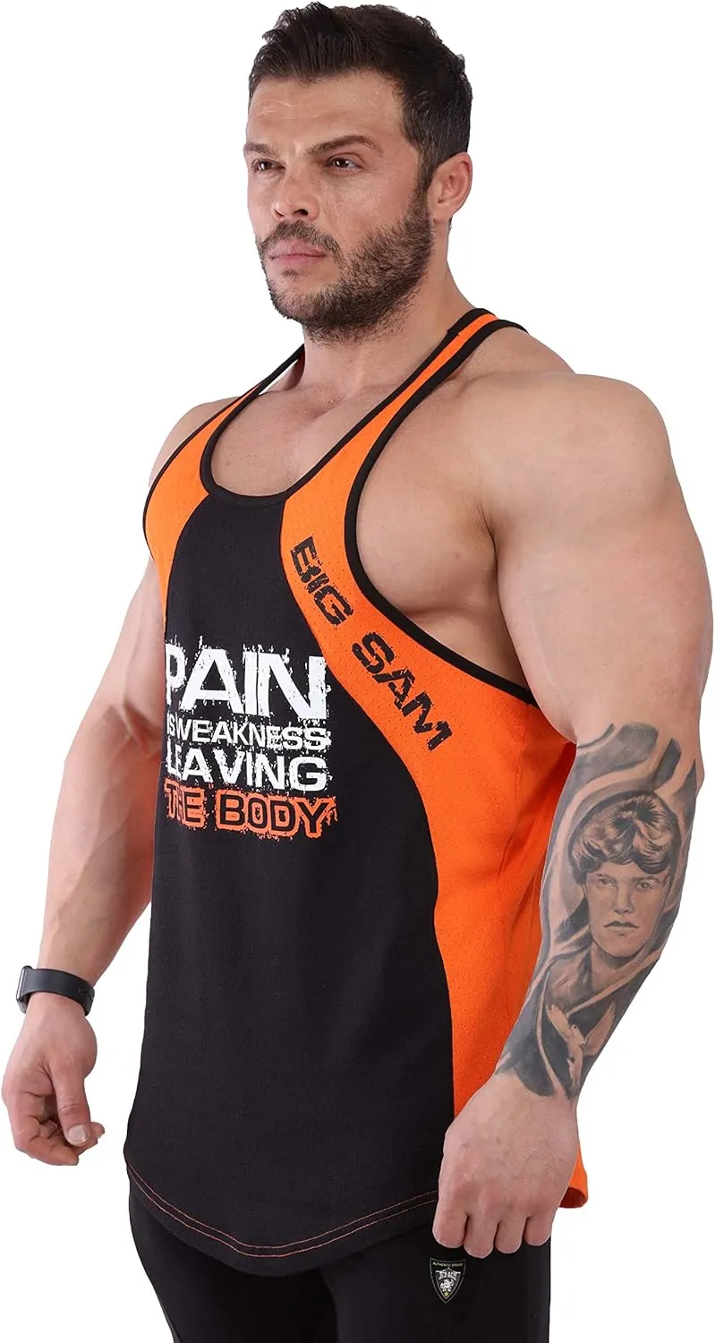 BIG SAM SPORTSWEAR COMPANY Men's Gym Tank Top Bodybuilding, Fitness Workout Y-Back Sleeveless Muscle Cotton T-Shirt