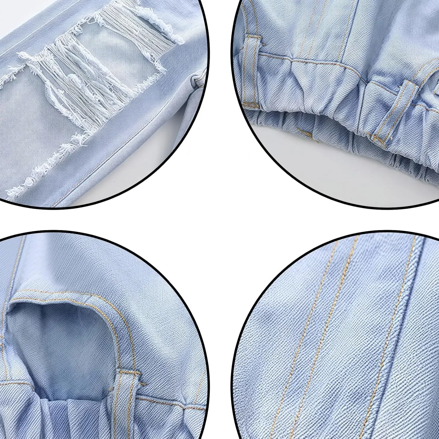 birbyrrly Girls Wide Leg Jeans Kids Baggy Elastic Waist Casual Denim Pants with Pockets