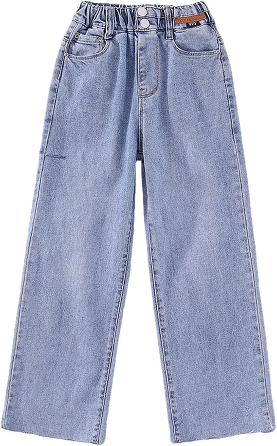 birbyrrly Girls Wide Leg Jeans Kids Baggy Elastic Waist Casual Denim Pants with Pockets