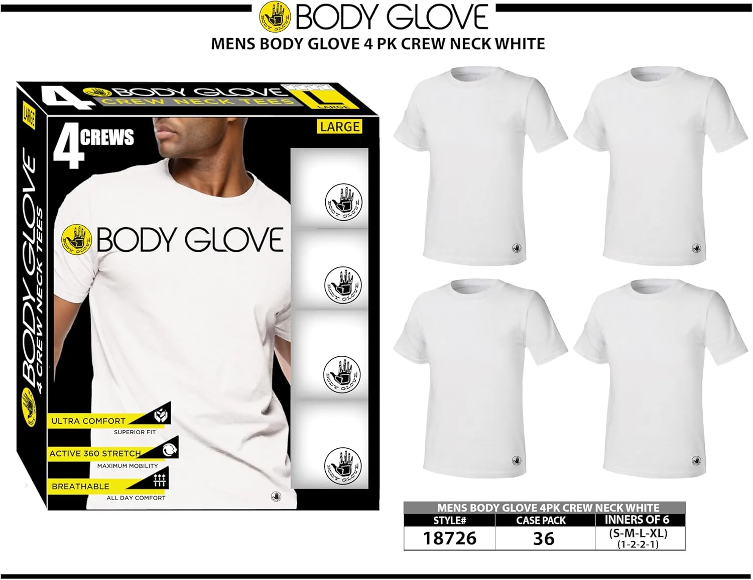 Body Glove Mens 3-Pack Micro Modal T Shirts, Cool Plain Undershirts & Gym Tshirts, Multipack White Tees