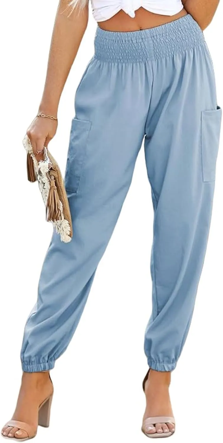 Boho Pants for Women Harem Pants High Waist Cargo Pant Summer Loose Trousers Business Casual Trousers Elephant Trouser