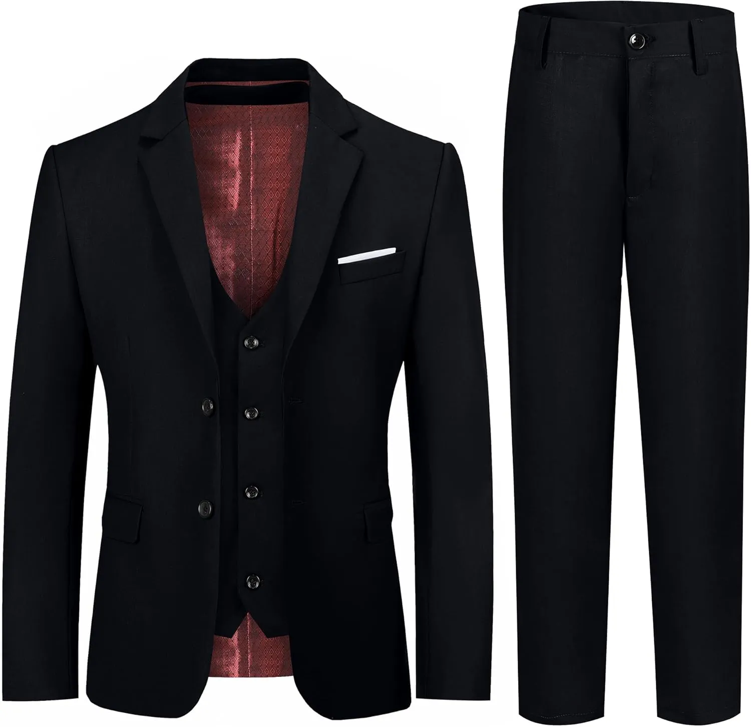 Boys Formal Suit Set Kids 3 Piece Suit Jacket Vest Pants Set Toddler Ring Bearer Outfit Wedding Prom Tuxedo Suits