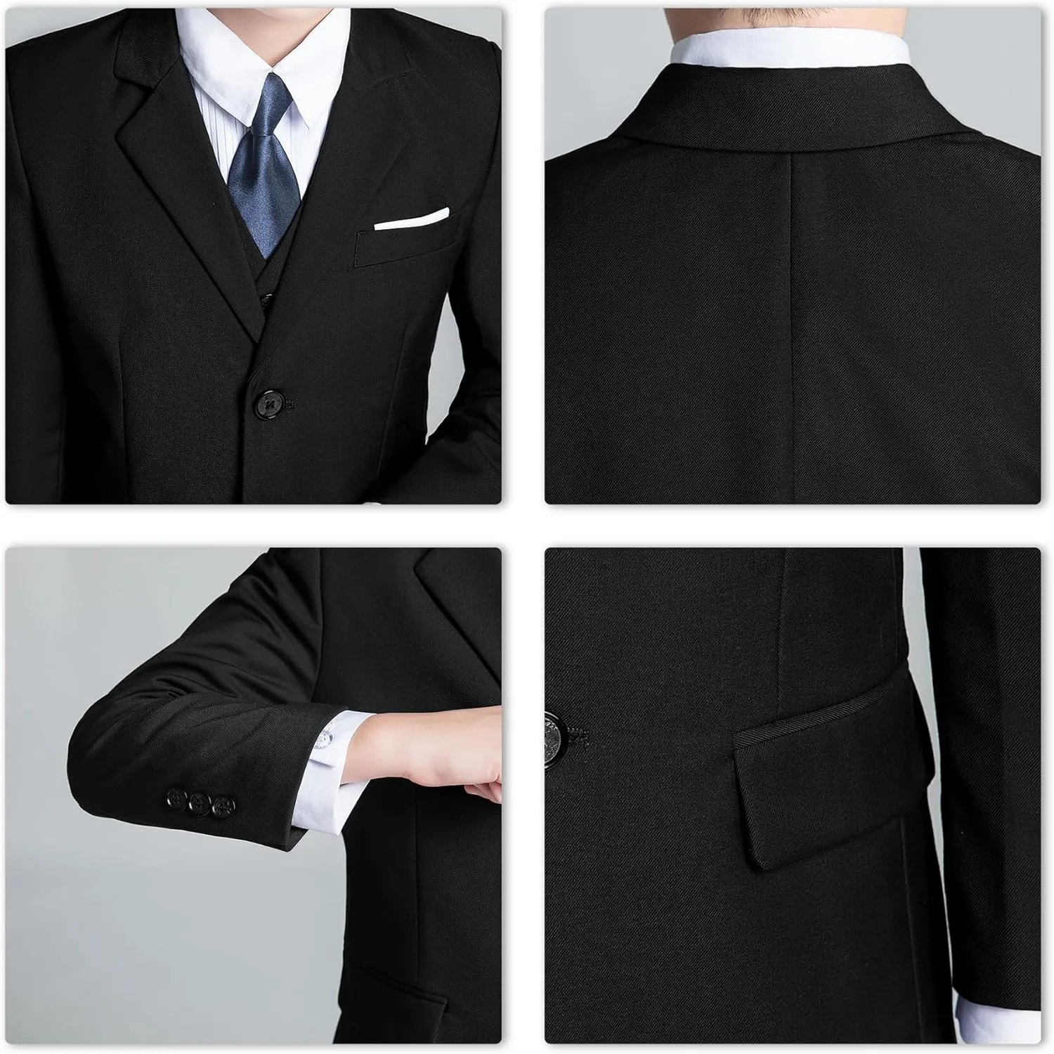 Boys Formal Suit Set Kids 3 Piece Suit Jacket Vest Pants Set Toddler Ring Bearer Outfit Wedding Prom Tuxedo Suits