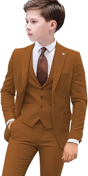 Boys Suit 3 PC Slim Fit Kids Suit Single Breasted Formal Wedding Suit Set Blazer Vest Pants