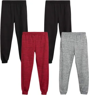 Boys' Sweatpants - 4 Pack Active Fleece Cargo and Basic Jogger Pants (Size: 4-18)