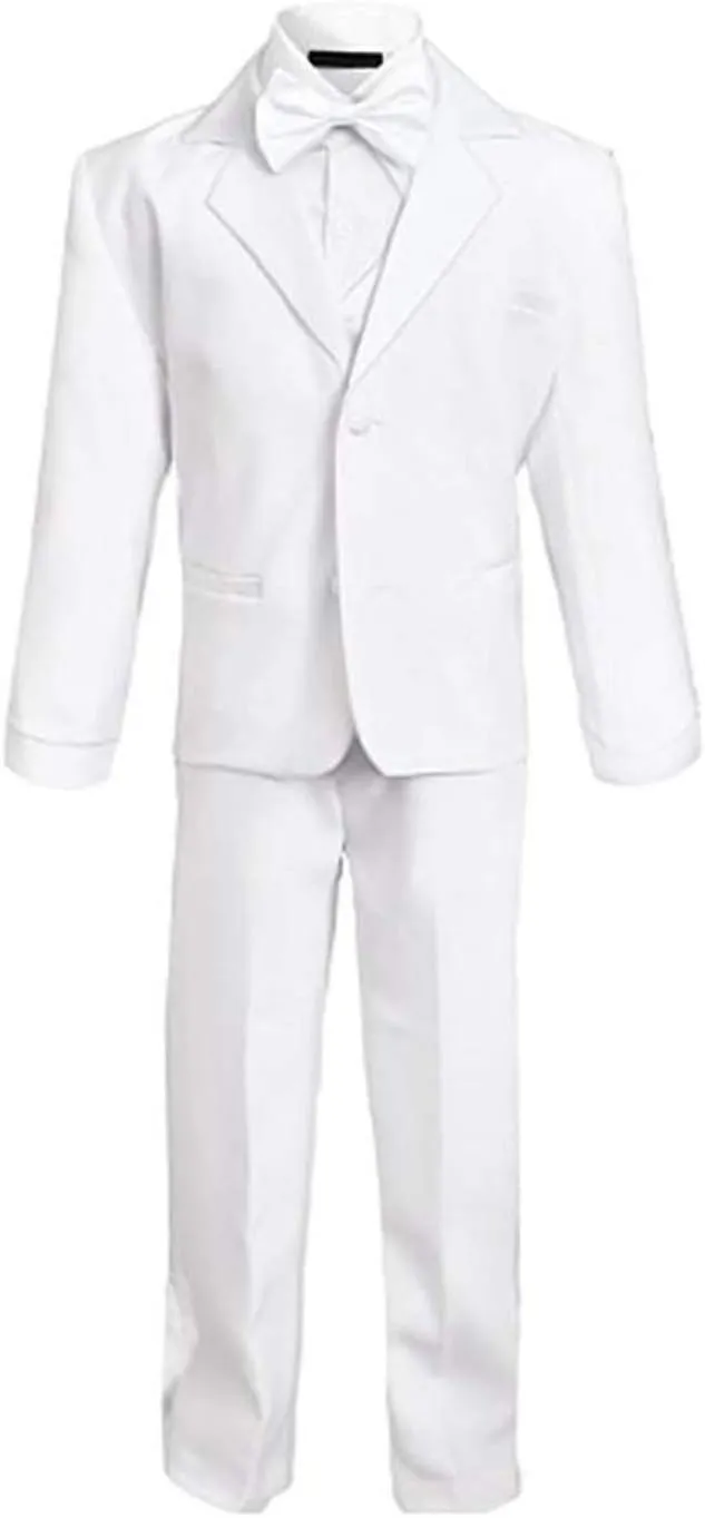 Boys Tuxedo with Vest, Shirt, and Bow Tie  Black or White