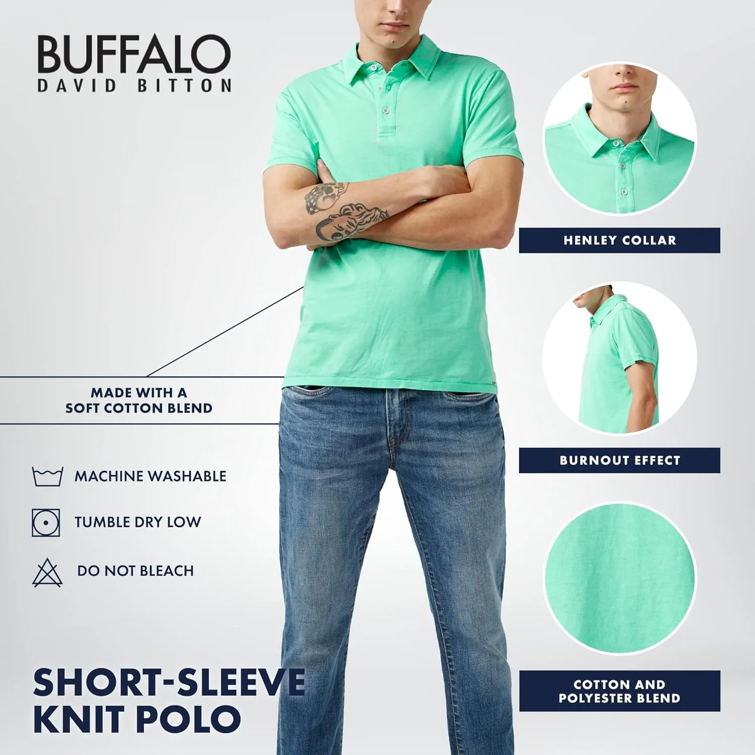 Buffalo David Bitton Men's Short Sleeve Knit Polo