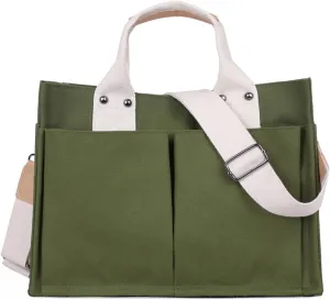 Canvas Tote Bag for Women Large Work Tote Bag with Pocket Crossbody Handbags