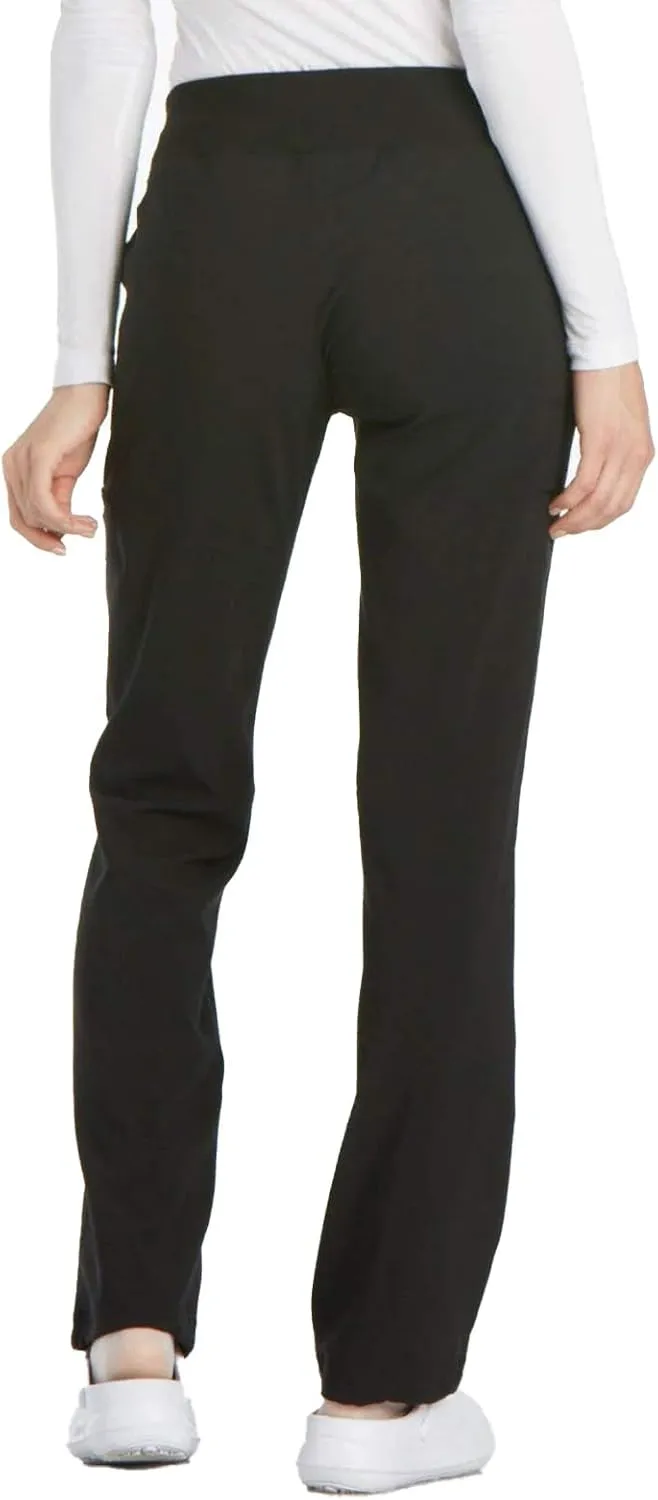 Cherokee Scrubs for Women Mid Rise Straight Leg Scrub Pants For Women Pull-on Bottoms with 6 Pockets & 360 Stretch - CK002