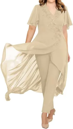 Chiffon Mother of The Bride Pant Suits for Wedding Guest Dresses Formal Outfit Womens Jumpsuit