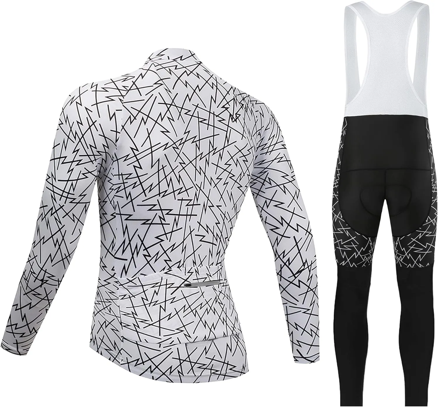 Coconut Ropamo CR Men's Cycling Clothing Set Long Sleeve Cycling Jersey Zipper Pocket Bike Outfit Cycling Bib Pants 3D Padded