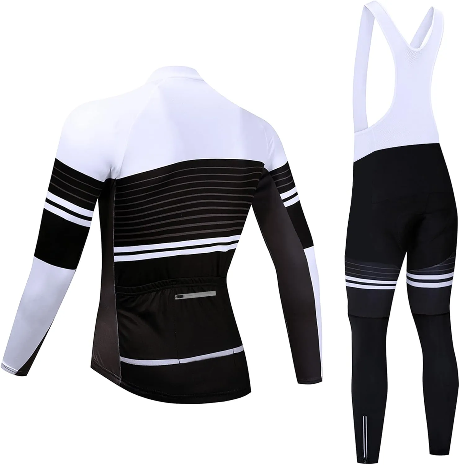 Coconut Ropamo CR Men's Cycling Clothing Set Long Sleeve Cycling Jersey Zipper Pocket Bike Outfit Cycling Bib Pants 3D Padded