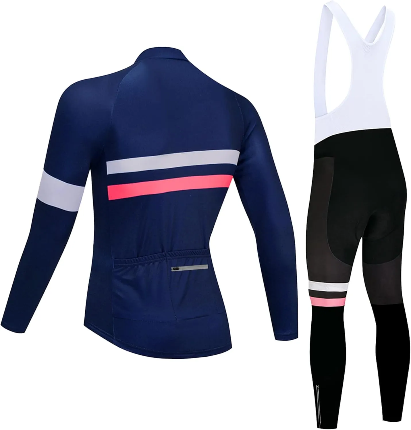 Coconut Ropamo CR Men's Cycling Clothing Set Long Sleeve Cycling Jersey Zipper Pocket Bike Outfit Cycling Bib Pants 3D Padded