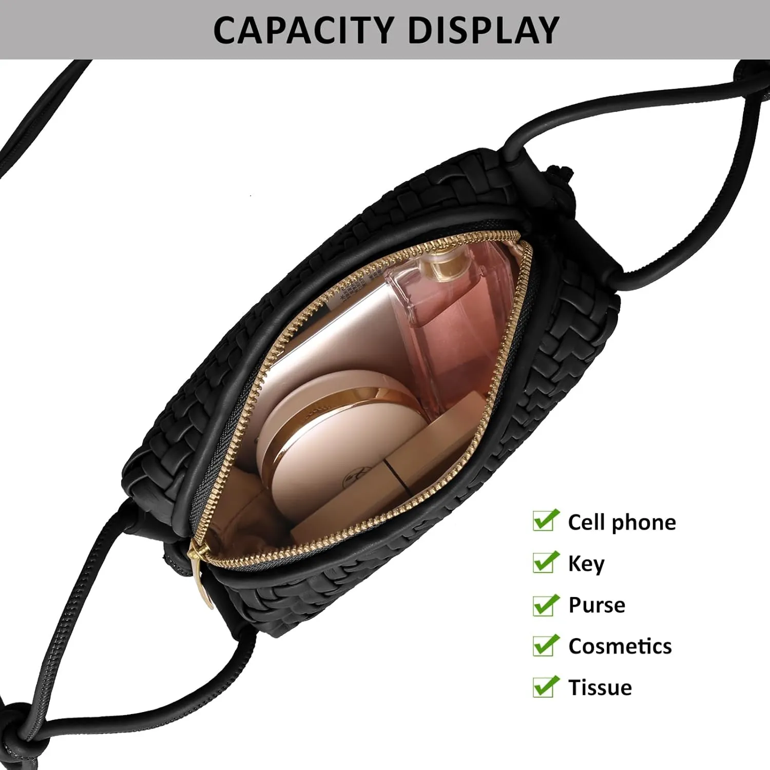 Crossbody Bag for Women Trendy Woven Purse Vegan Leather Small Shoulder Handbags with Strap