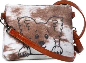 Crossbody Bags for Women, Plush & Leather Purse with Adjustable Strap Shoulder Handbags for Travel Shopping, Corgis Pattern