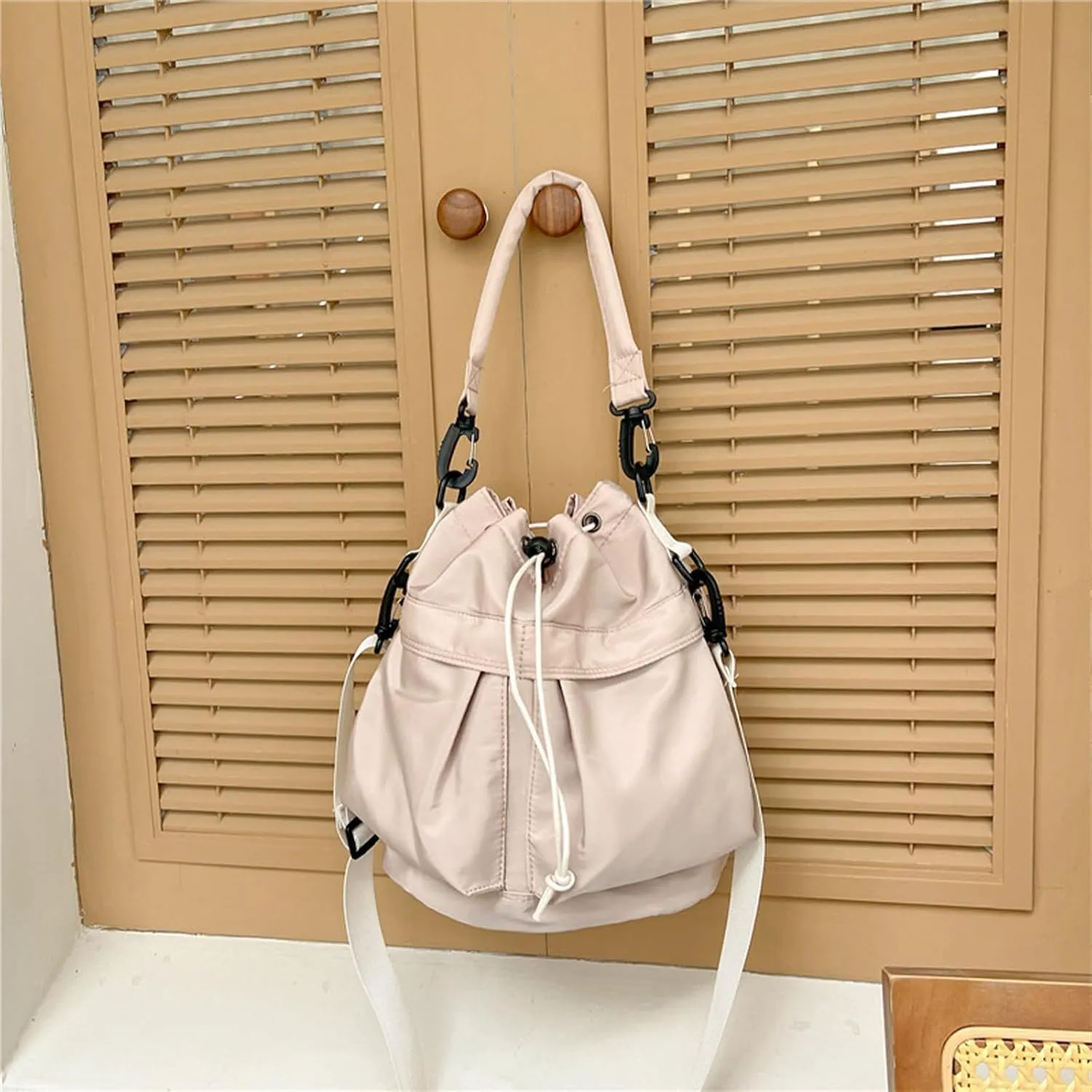 Crossbody Bucket Bags for Women, Canvas Bucket Bag Drawstring Purse Mini Hobo bag Shoulder Handbags