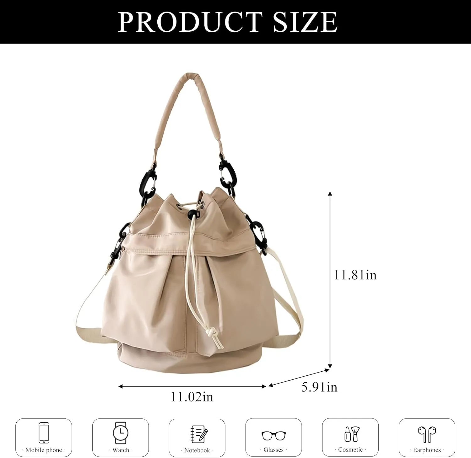Crossbody Bucket Bags for Women, Canvas Bucket Bag Drawstring Purse Mini Hobo bag Shoulder Handbags