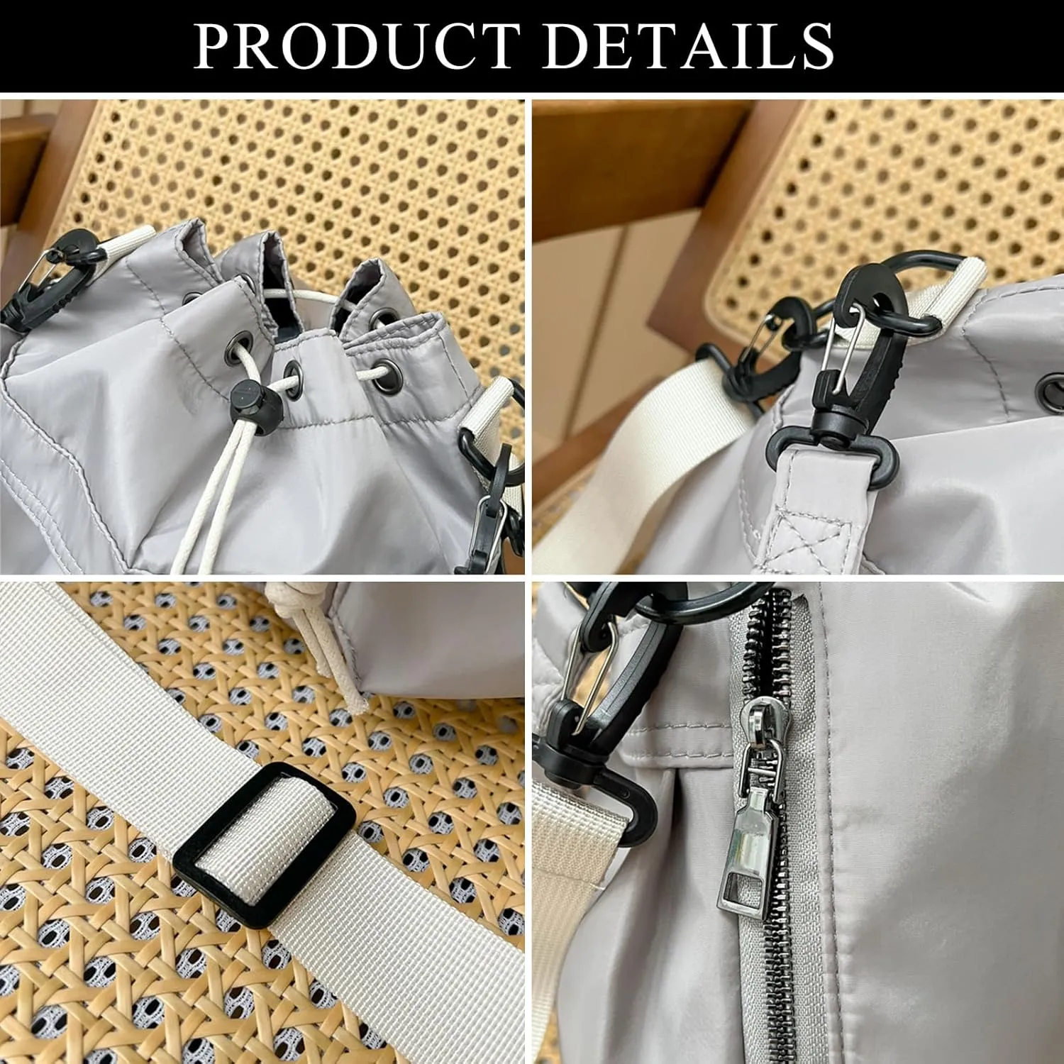 Crossbody Bucket Bags for Women, Canvas Bucket Bag Drawstring Purse Mini Hobo bag Shoulder Handbags